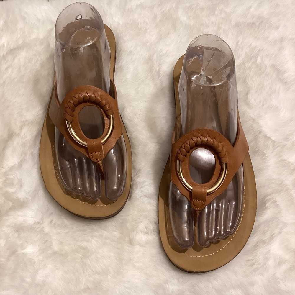 Women’s Corky Ring My Bell Leather Thong Sandals Size 10